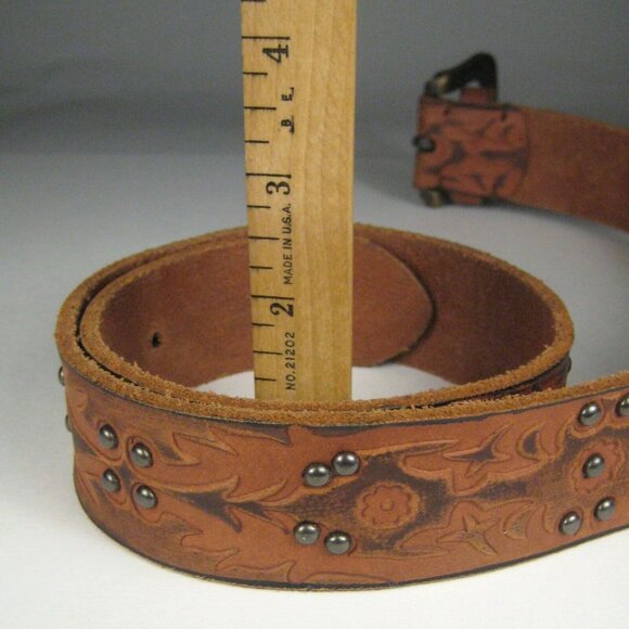 Levi Straus Signature Belt Women Size S 30 In Brown Leather Buckle Studs - Picture 4 of 9
